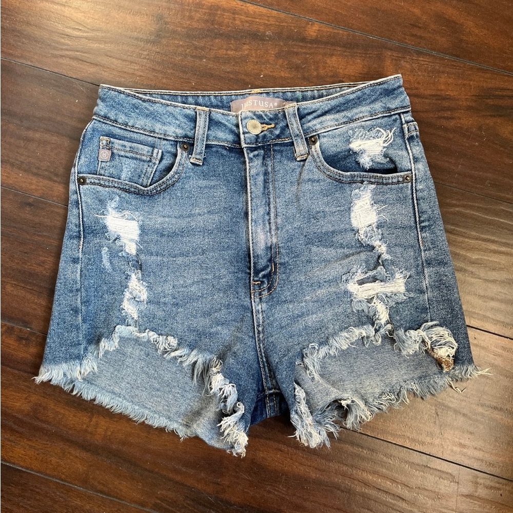 Just USA Ripped Blue Jean Shorts